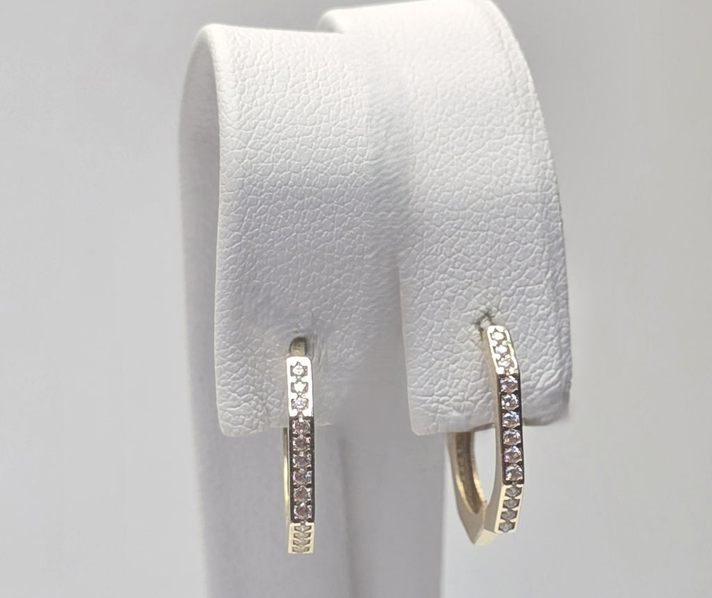 10KT GEOMETRIC CZ DETAILS HOOPS EARRINGS Size SMALL Weigth 1.7GR
