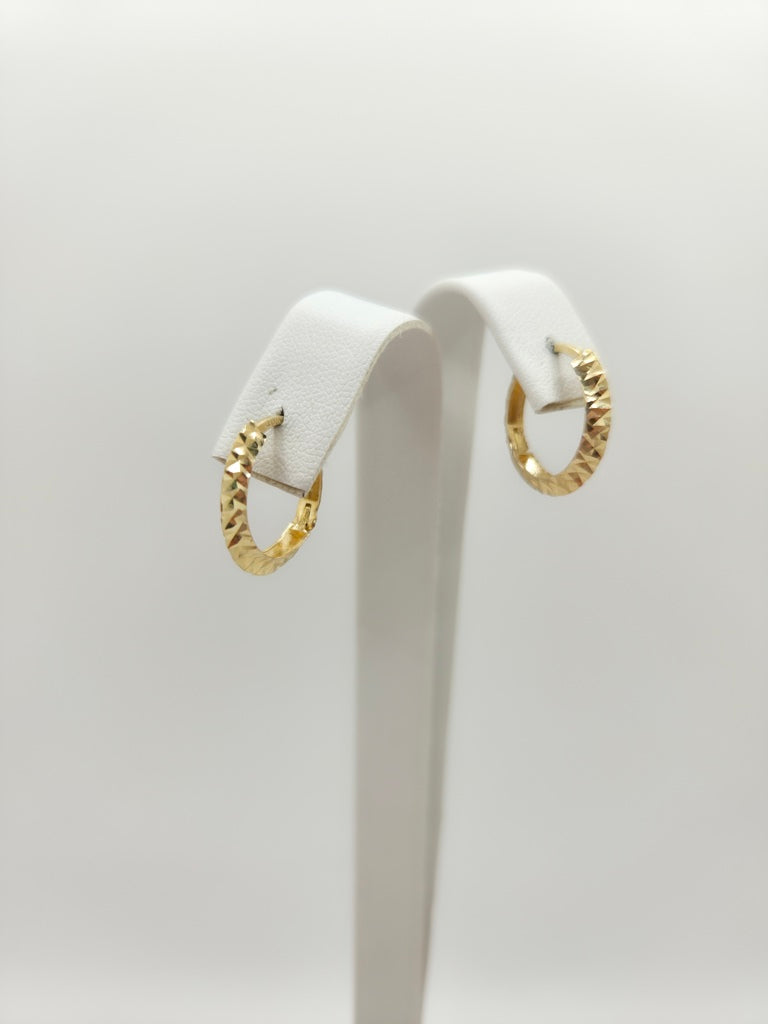 10KT SMALL DIAMOND CUT HOOPS EARRINGS Weight 1.5GR