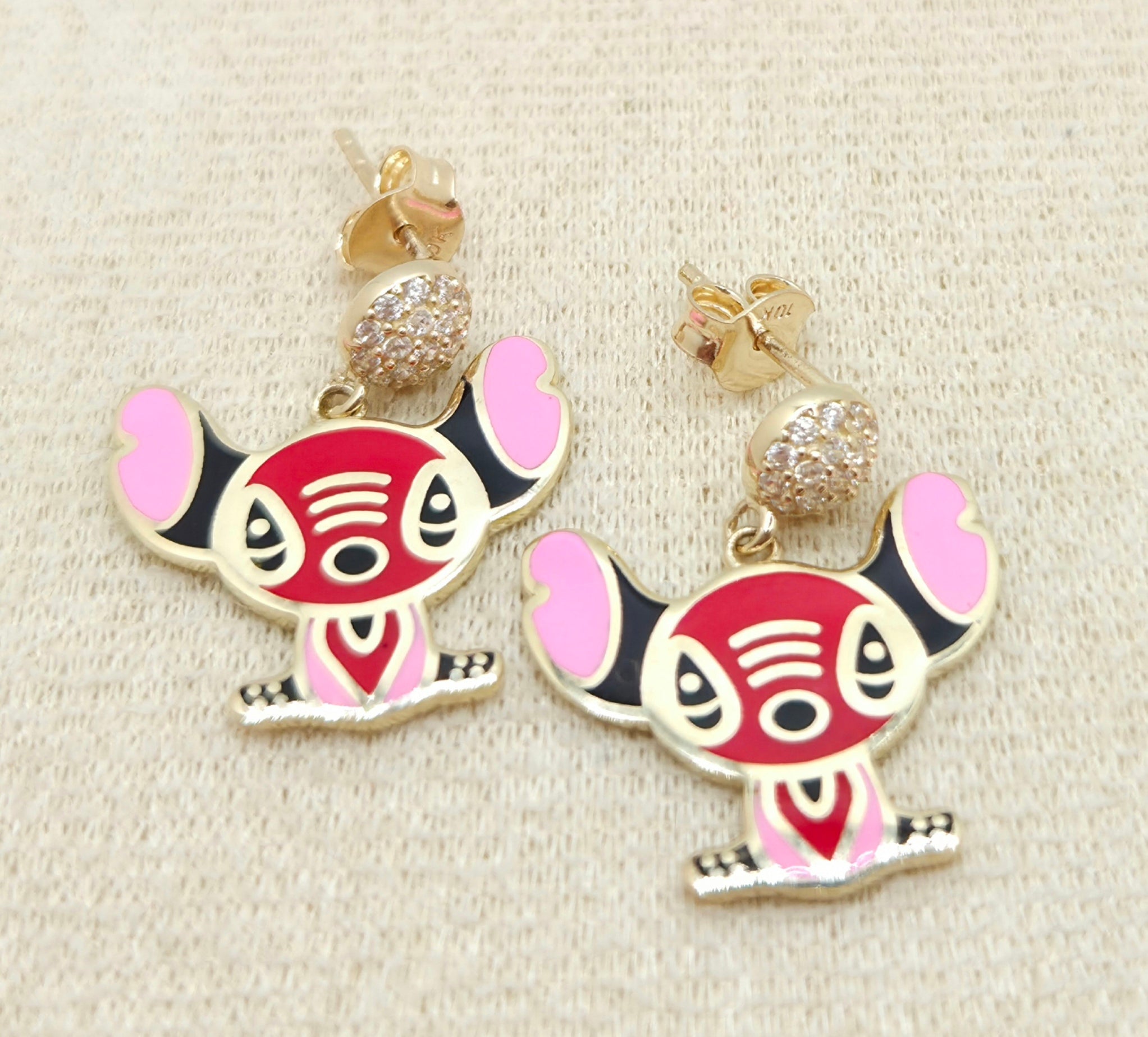 10KT RED FLAT STITCH STYLE EARRINGS Weight 4.2GR