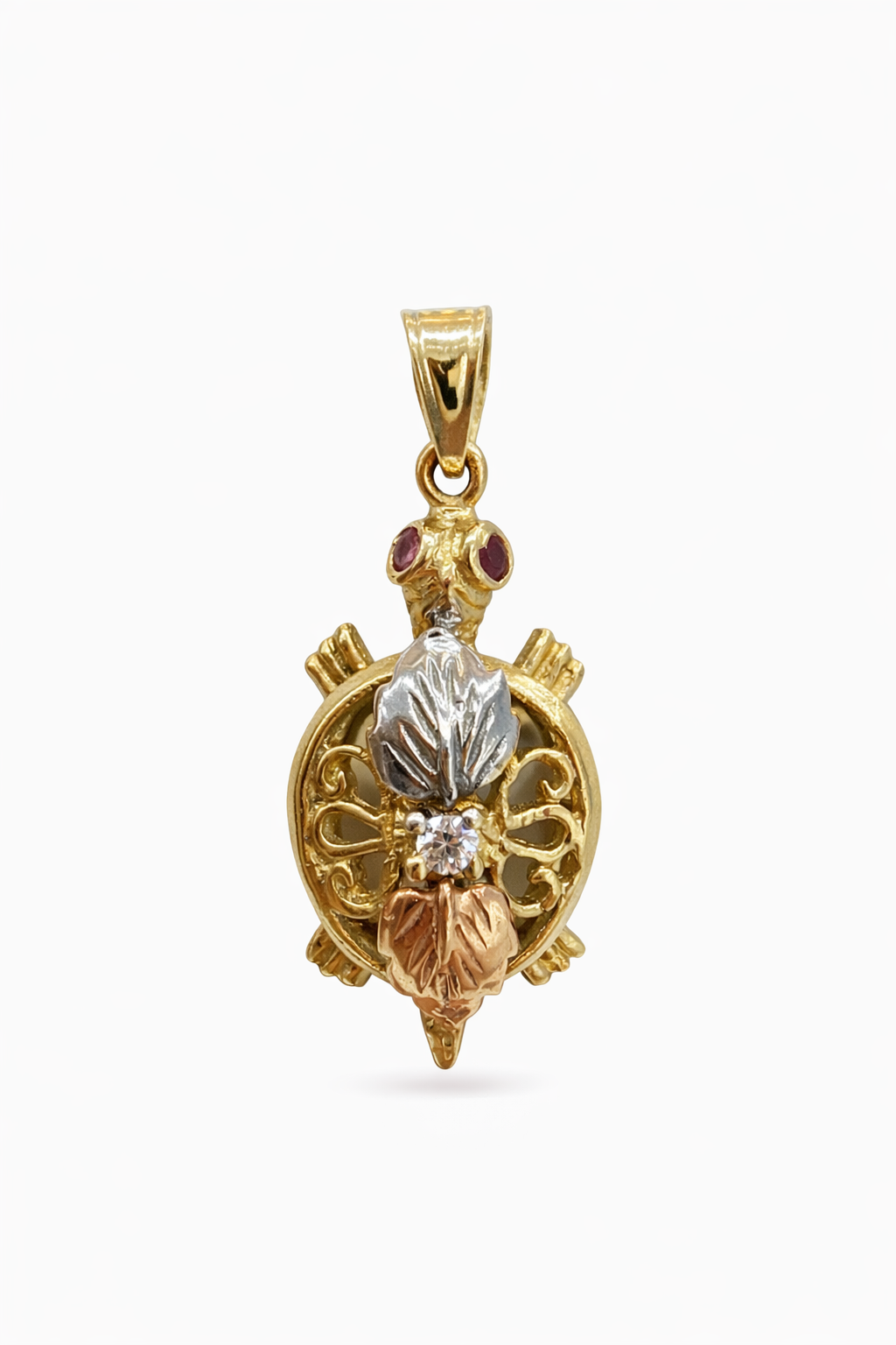 10KT TRHEE TONE SMALL TORTOISE PENDANT Size SMALL Weigth 1.9GR