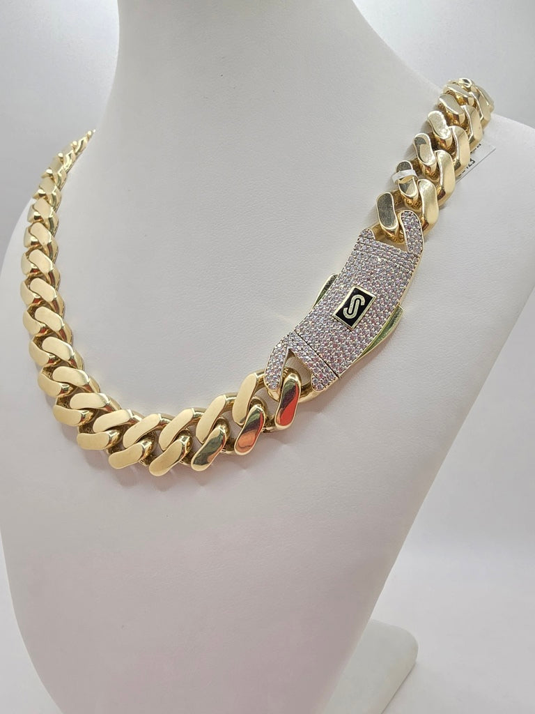 10KT CERTIFIED MONACO CHAIN CZ CLOSURE Size 13.5MM 26INCH Weight 54.9GR