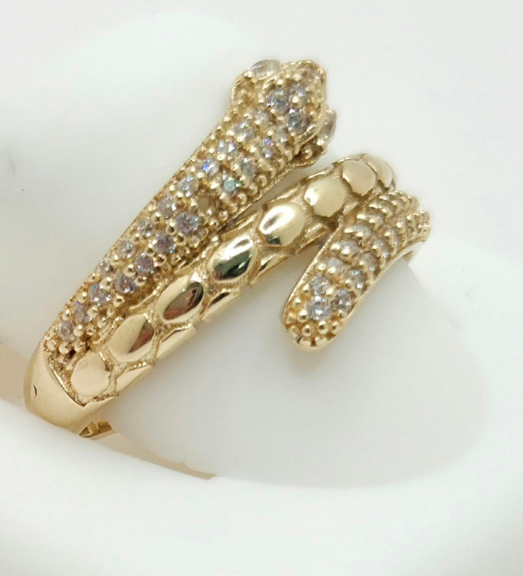 14KT MODERN CZ SNAKE RING Size 7 Weight 2.9GR