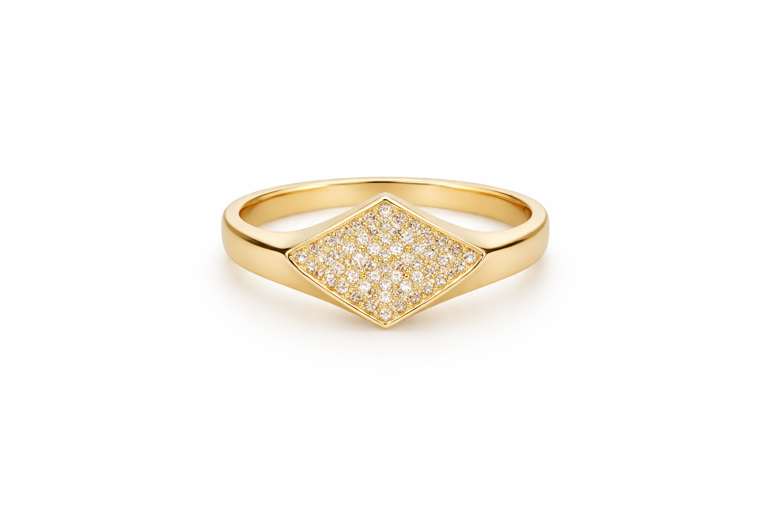 14KT ELEGANT TRIANGLE RING WITH CZ DETAILS SIZE 7 Weight 1.2GR