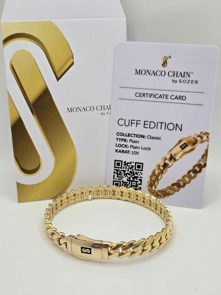10KT PLAIN CERTIFIED MONACO BANGLE Size 8MM Weight 10.8GR
