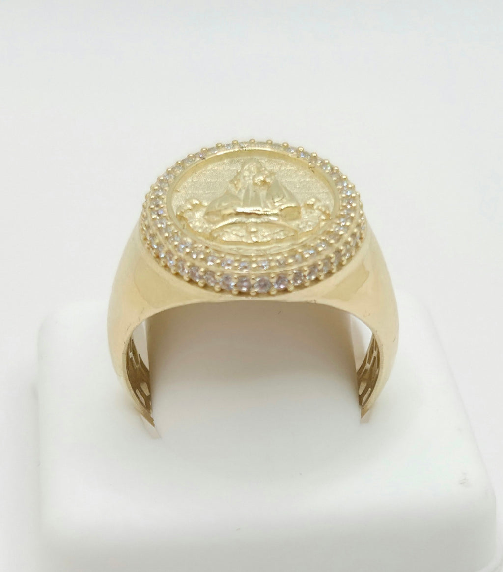 10KT CZ OVAL CARIDAD RING Size 11 Weight 5.7GR