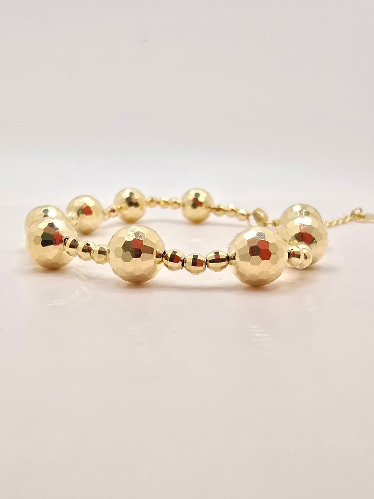 10KT YELLOW GOLD LARGE BEAD ROUND CUT BRACELET Size 8INCH Weight 7.9GR