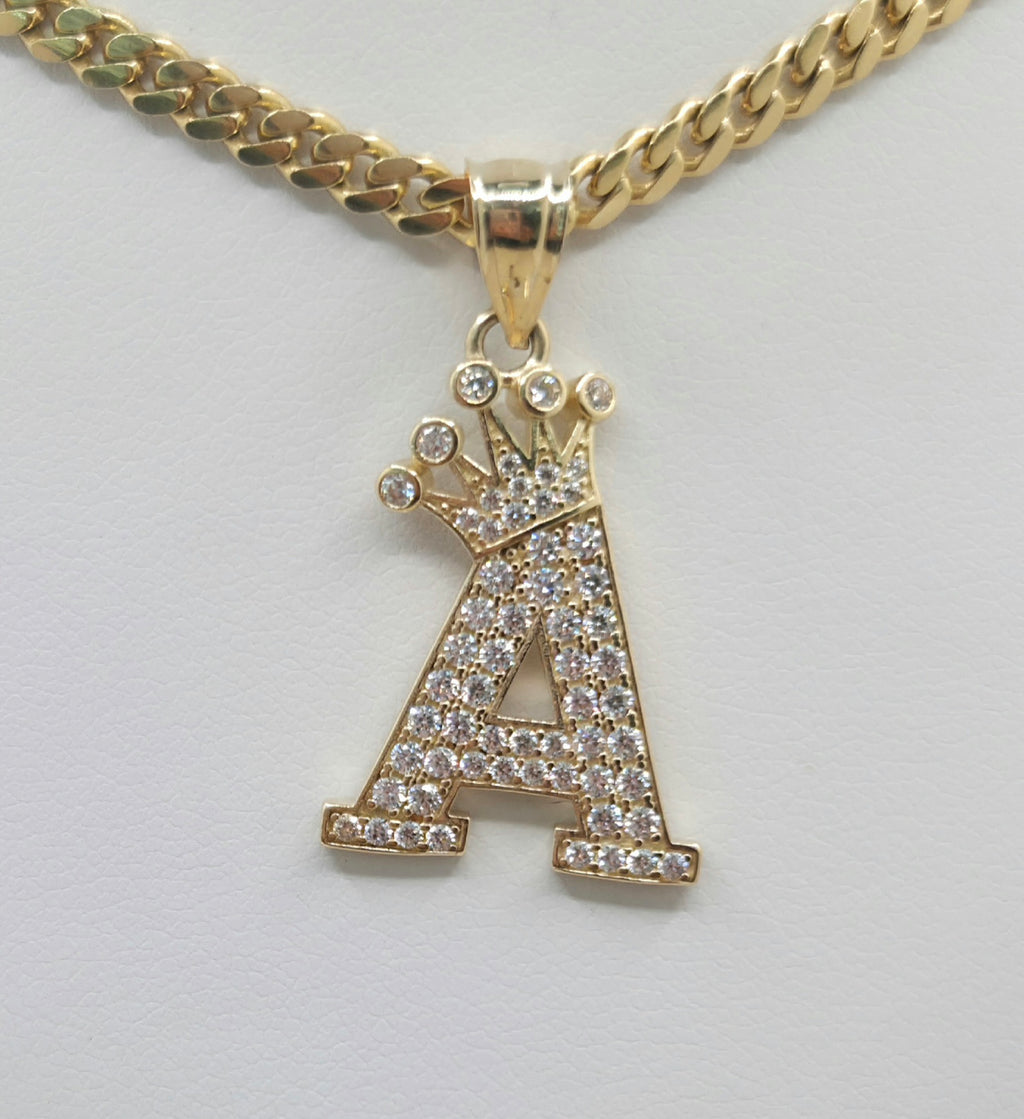 14KT crowned letter A pendant Size 17.2X25MM Weight 2.5 GRS