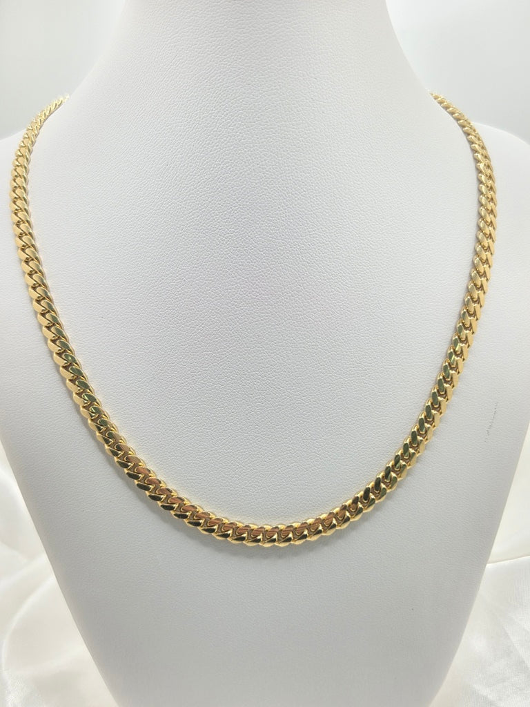 10KT SOLID MIAMI CUBAN CHAIN CZ LOCK Size 22INCH 5MM Weight 38GR