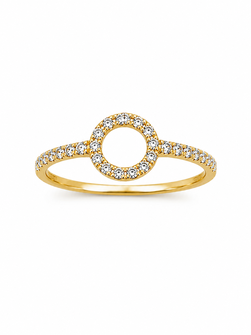 14KT DELICATE CZ CIRCLE SILHOUETTE RING Size 7 Weigth 0.9GR