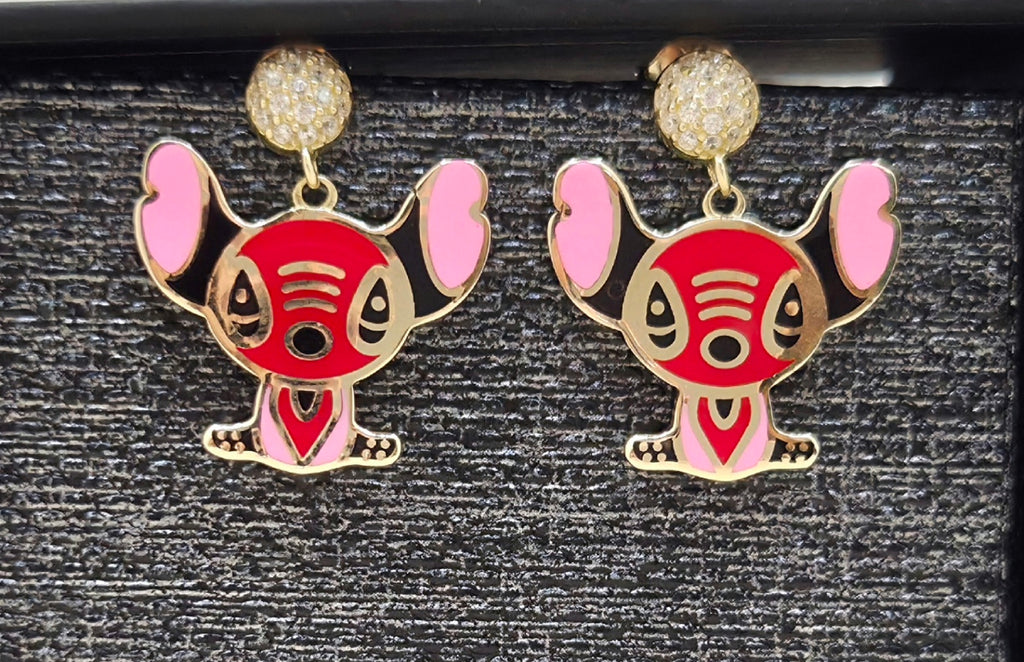 10KT RED FLAT STITCH STYLE EARRINGS Weight 4.2GR