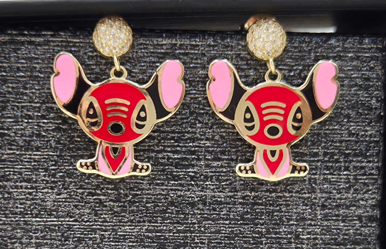 10KT RED FLAT STITCH STYLE EARRINGS Weight 4.2GR