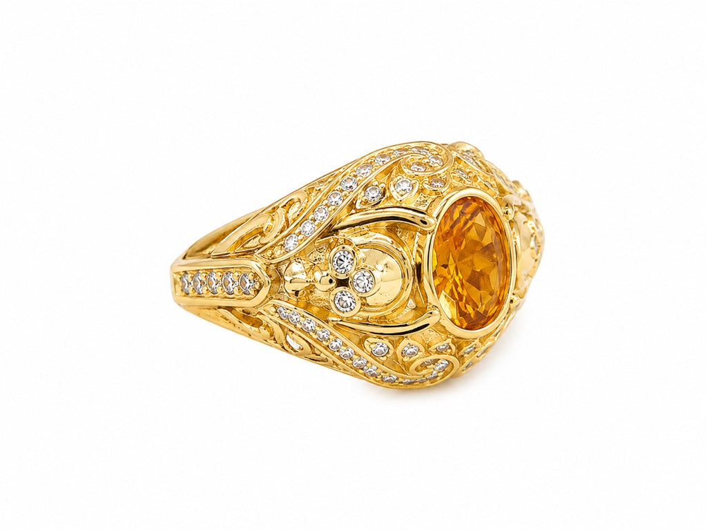 14KT CLASSIC YELLOW STONE RING 14KT  5.2GR