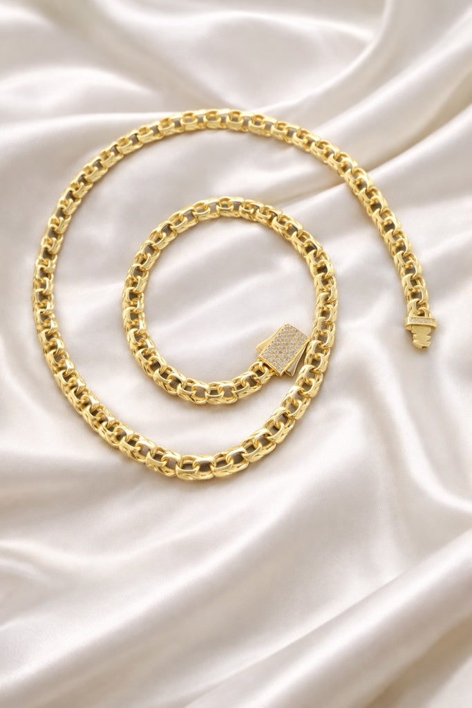 14KT MODERN GREEK DETAILS CHINO LINK NECKLACE  Size 18INCH Weight 18.2GR