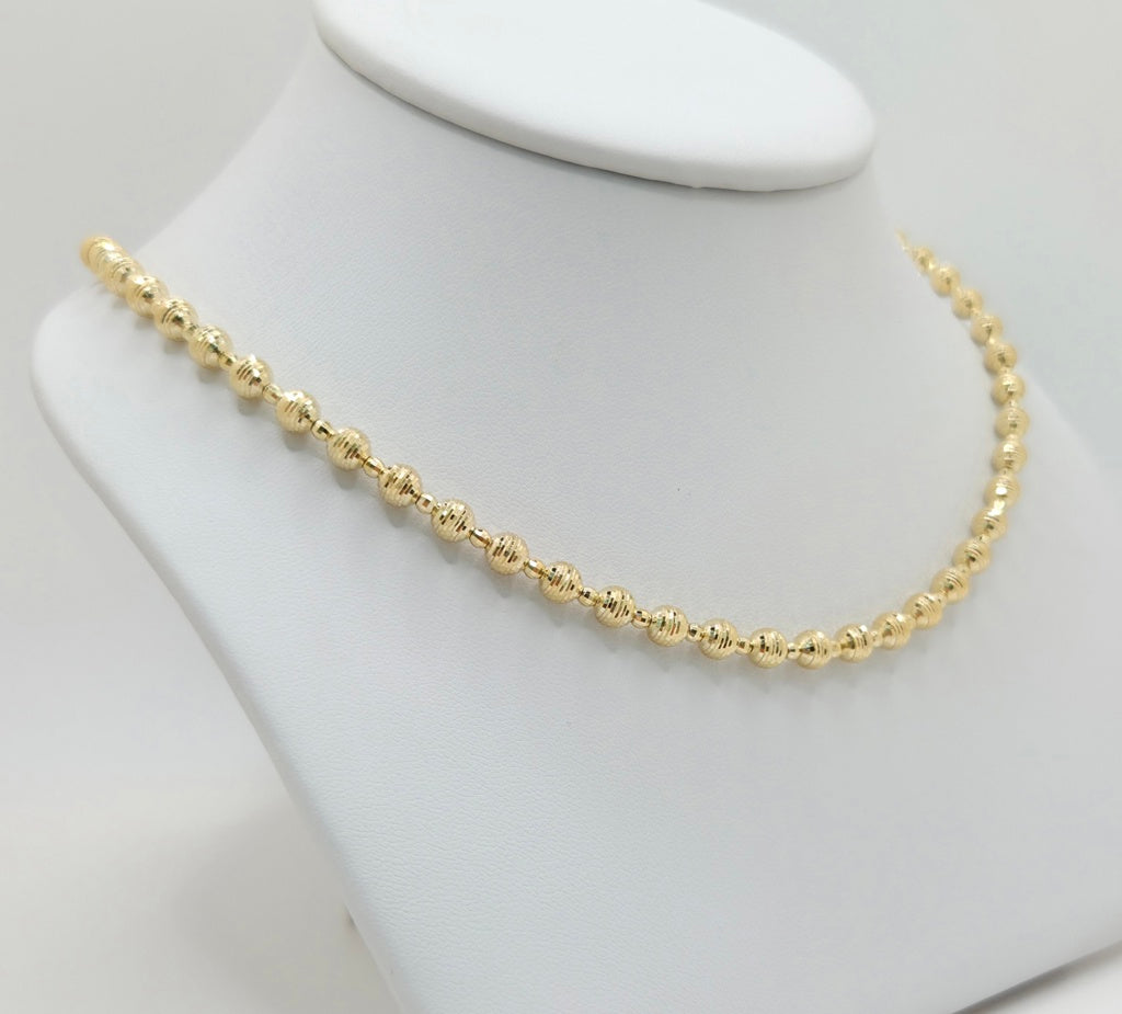 10KT DIAMOND CUT ROUND BALL NECKLACE Size 18INCH Weight 11.9GR