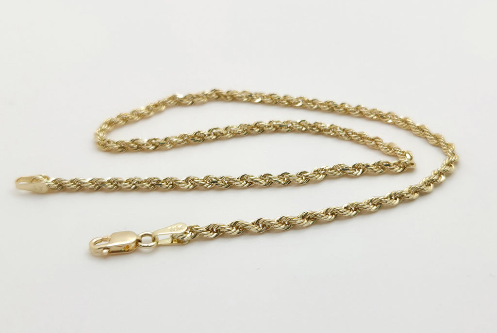 10KT SOLID ROPE ANKLET BRACELET Size 11INCH Weight 4.6GR