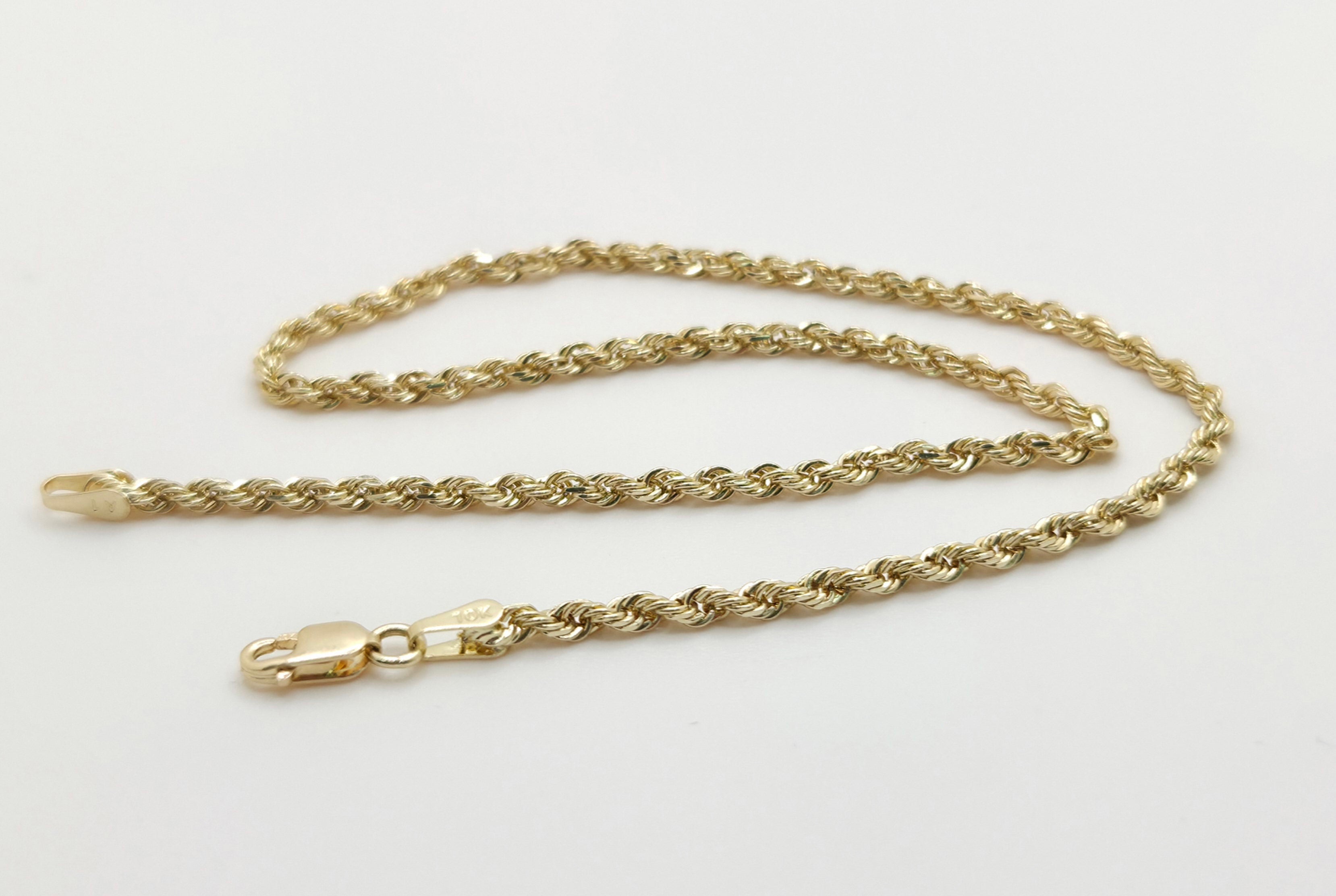 10KT SOLID ROPE ANKLET BRACELET Size 11INCH Weight 4.6GR
