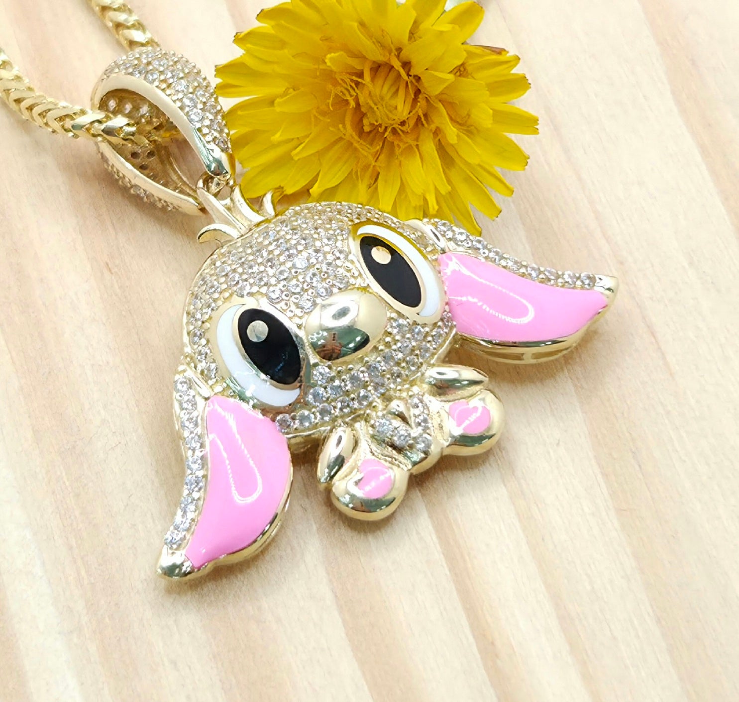 10KT CZ PINK STITCH PENDANT Weight 5.4GR