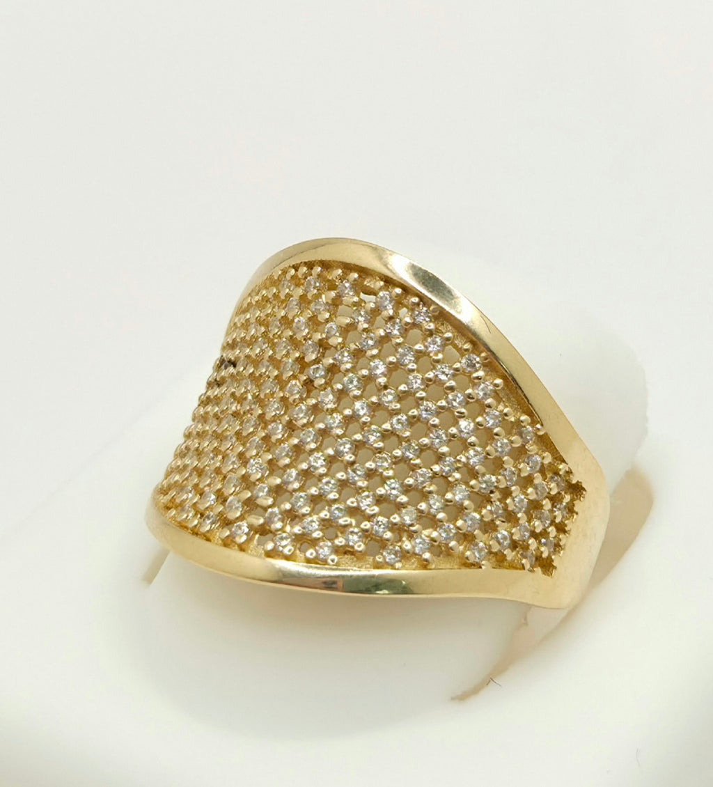 14KT CZ NET DESIGN RING Size 7 Weight 4.6GR