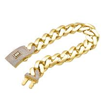 10KT CZ LOCK CERTIFIED MONACO BRACELET Size 9MM 22IN Weigth 11.4 GRS