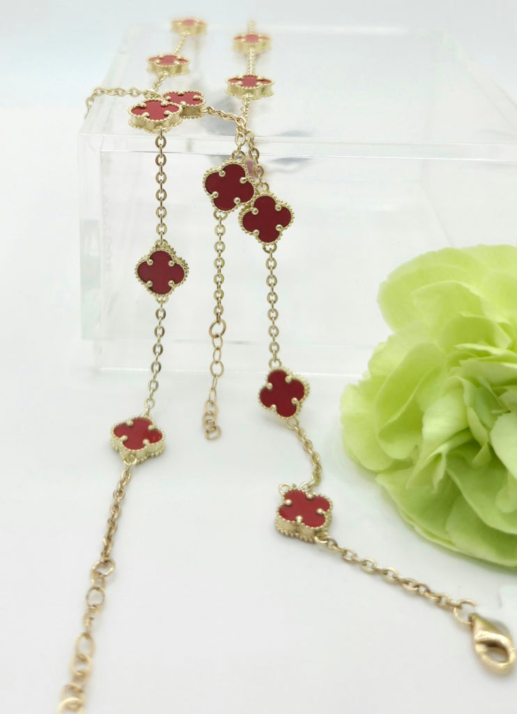10KT SMALL RED CLOVER BRACELET Size 7.5INCH Weight 2.7GR