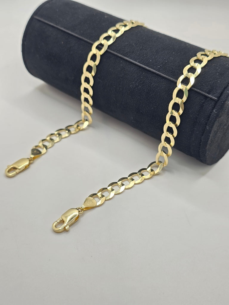 10KT SOLID CUBAN CURB FLAT BRACELET Size 9INCH 9.5MM Weight 19.6GR