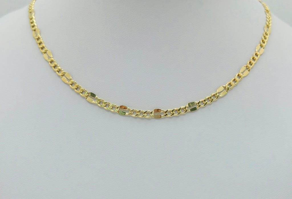 10KT HOLLOW MIRRIOR CURB CHAIN Size 18INCH 3.5MM Weight 3.2GR