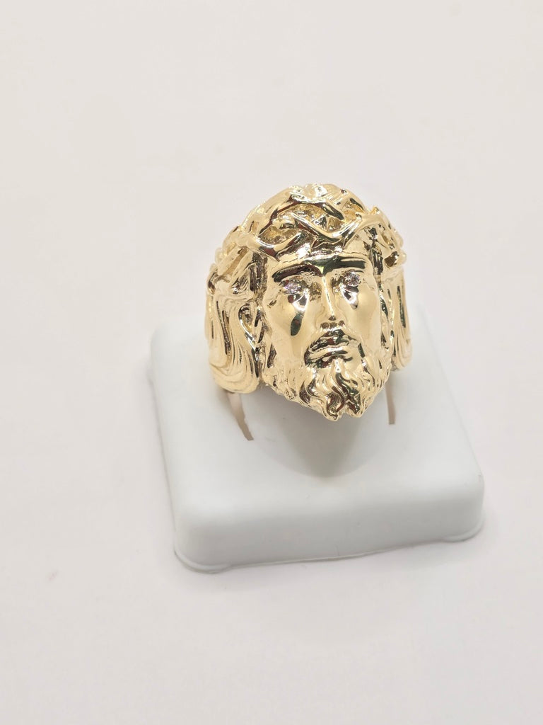 10KT ALL GOLD JESUS CRISTO FACE RING SIZE 10 WEIGHT 12.6GR