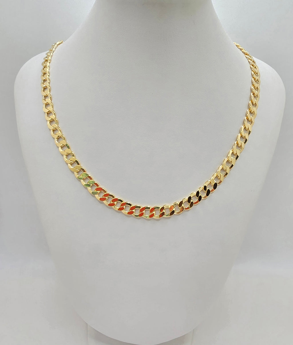 10KT HOLLOW CUBAN CURB FLAT CHAIN Size 24INCH 5MM Weight 11GR