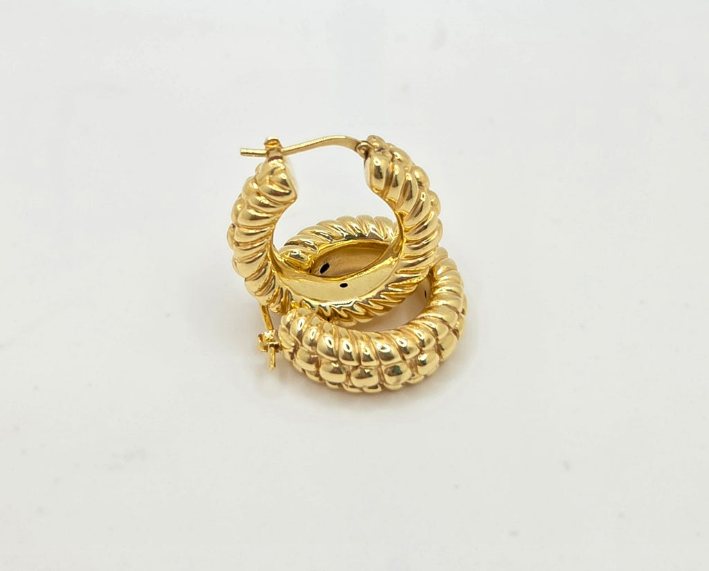 10KT MODERN CORN DESIGN HOOPS EARRINGS Weight 6.2GR