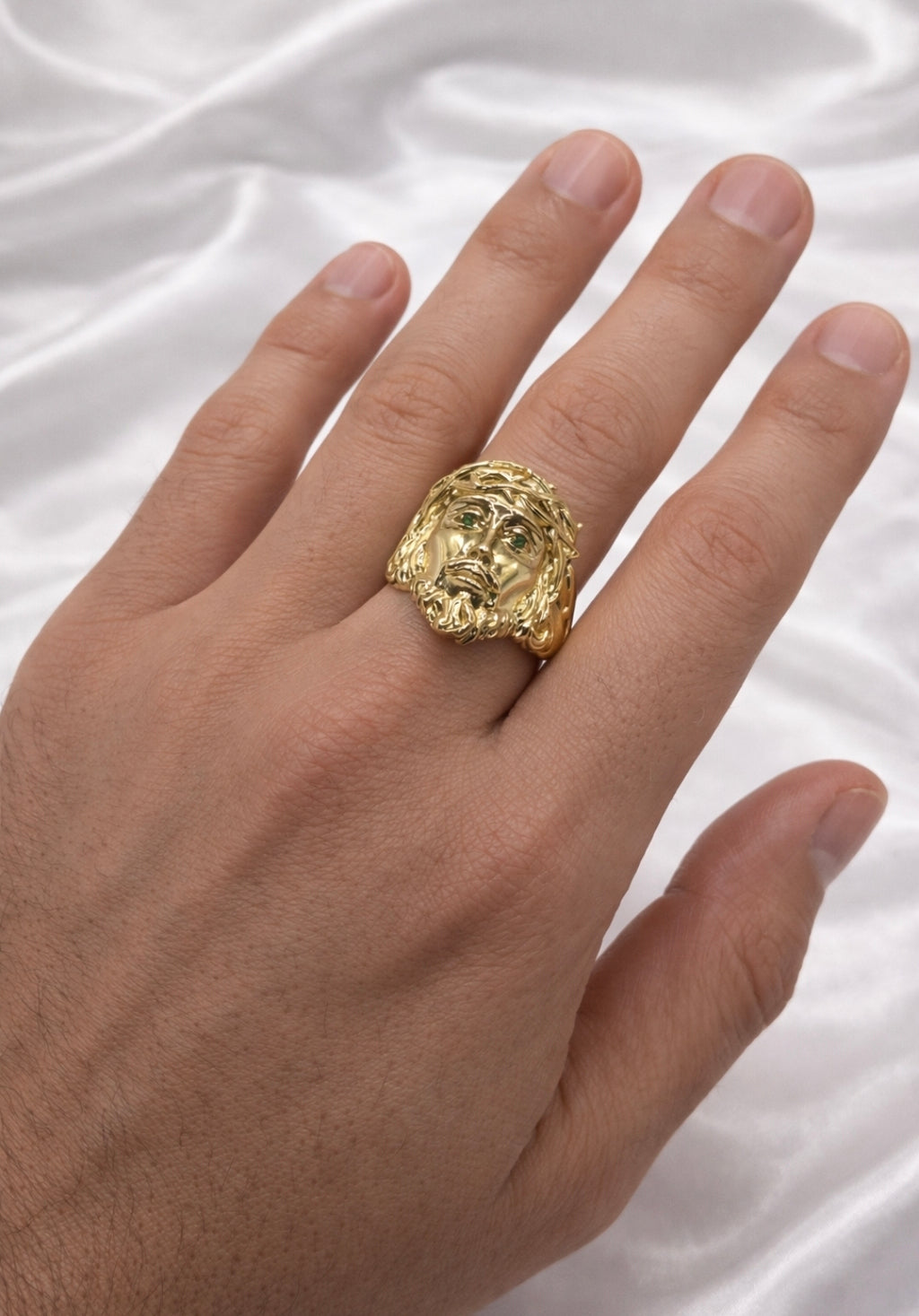10KT YELLOW GOLD JESUS FACE MAN'S RNG Size 11 Weigth 6.6GR