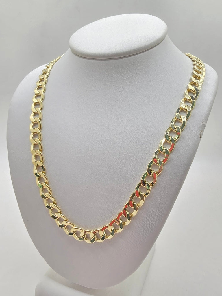 14KT HOLLOW CUBAN CURB FLAT CHAIN Size 6.5MM 18INCH Weight 16.9GR