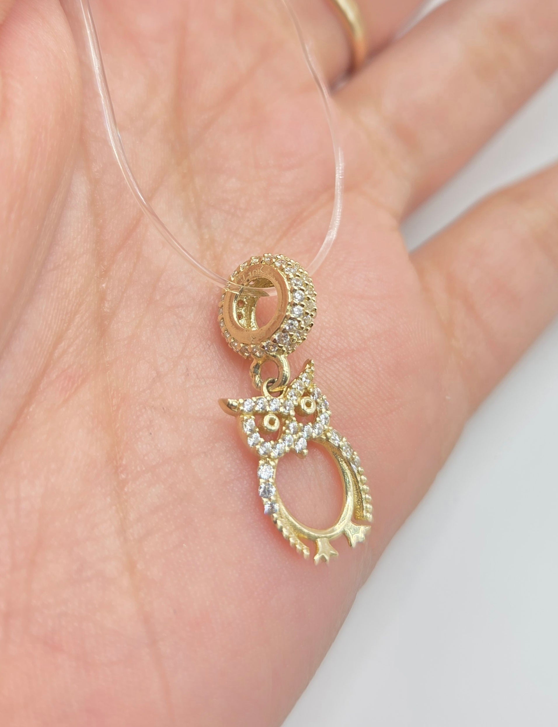 10KT CZ OWL CHARM Size  Weigth 1.8GR