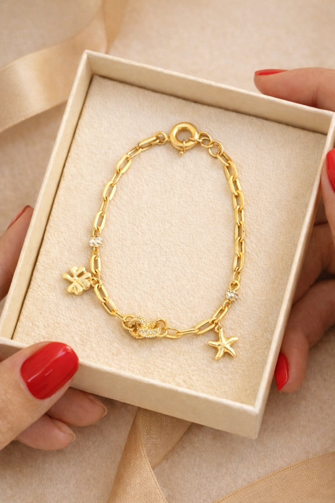 14KT FLOWER BRACELET Size 7.5INCH Weigth 4.3GR