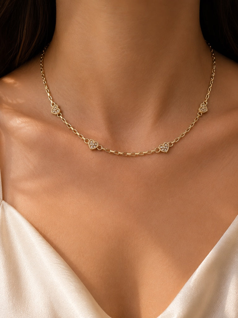 10K CZ HEART ROLO CHAIN Size 18INCH 2MM