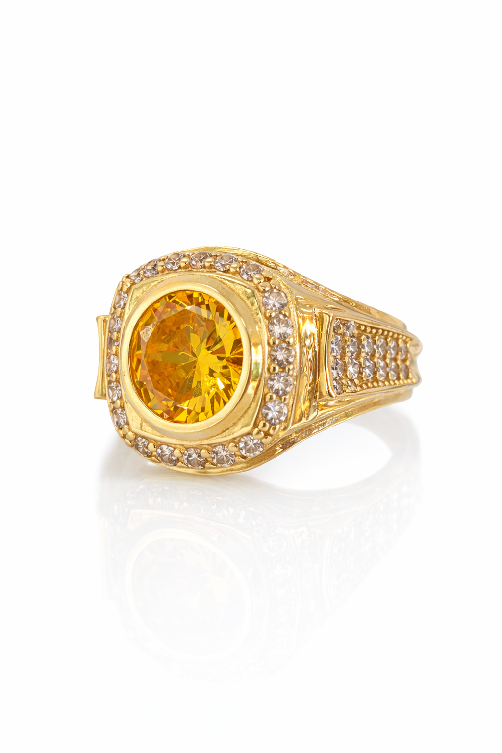 14KT ELEGANT SQUARE RING WITH A YELLOW STONE SIZE 7.5 Weight 6.5GR