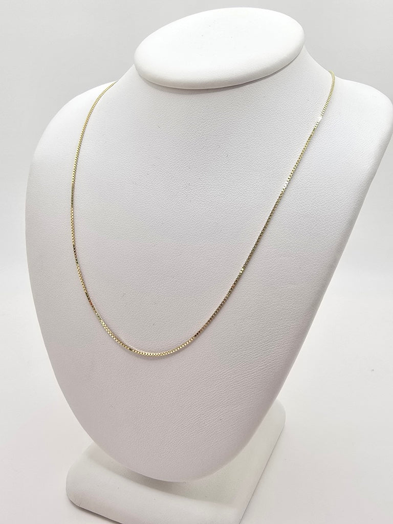 10KT BOX LINK CHAIN Size 18INCH 1MM Weight 1.15GR