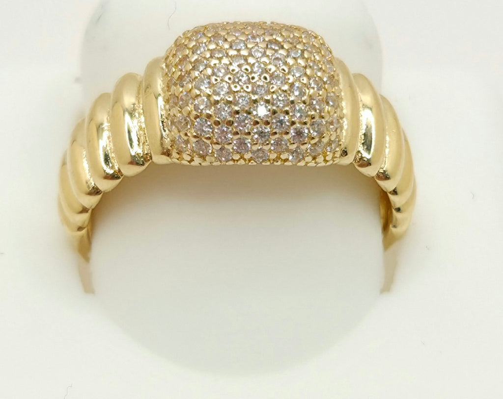 14KT CZ SQUARE VINTAGE STYLE RING Size 7.5 Weight 3.1GR