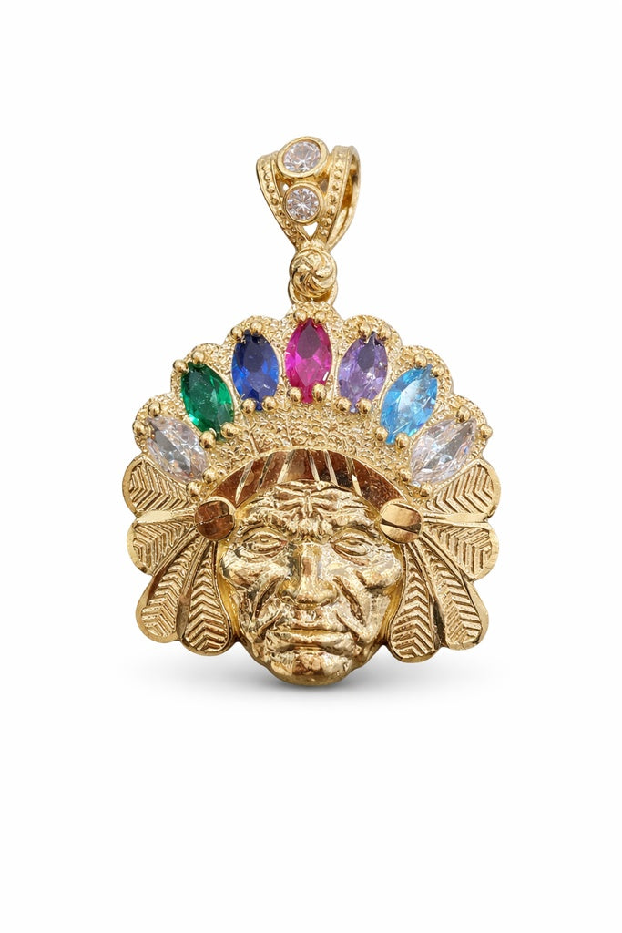 10KT COLORS STONE YELLOW GOLD INDIAN PENDANT  Weigth 3.9GR