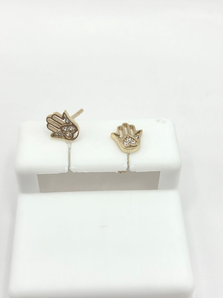 10KT EXTRA SMALL CZ DETAILS HAMSA EARRINGS Size  Weigth 1GR