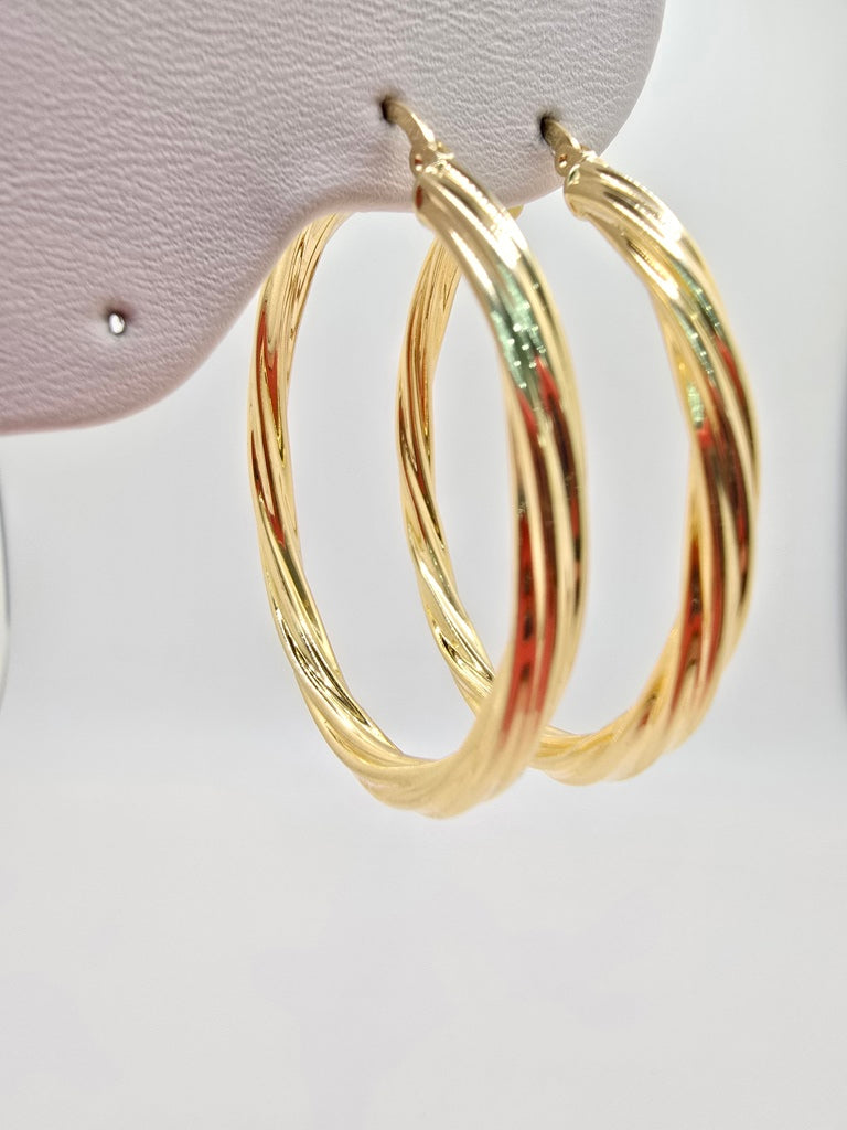 10KT CROOKED HOOPS EARRINGS Size 6 4MM Weight 5.6GR