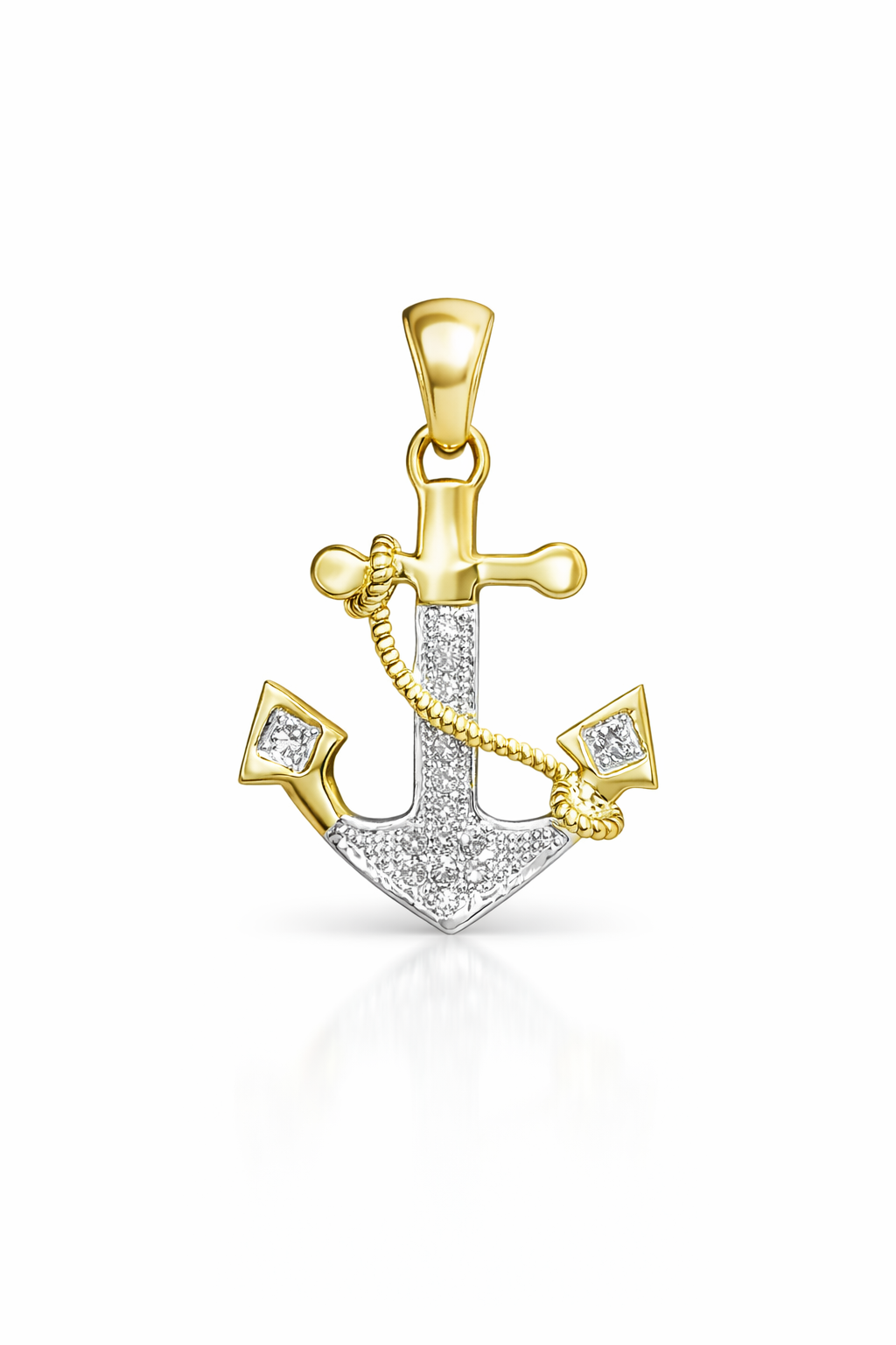 10KT YELLOW GOLD ANCHOR DIAMOND PENDANT Size  Weigth 1.1GR