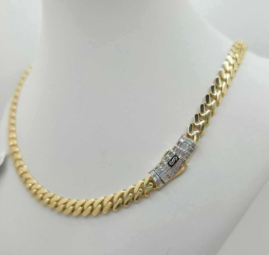 10KT CERTIFIED MONACO CHAIN BAGUETTE CLOSURE Size 22INCH 8MM Weight 23GR