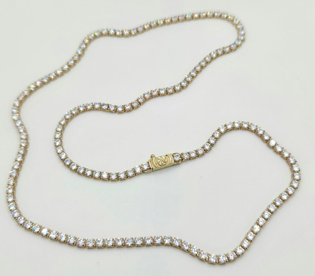 10KT TENNIS STYLE NECKLACE CZ Size 20INCH 3MM Weight 11.3GR