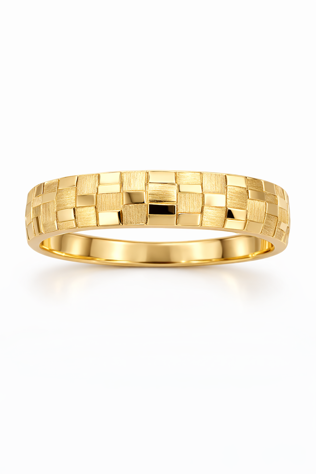 14KT SQUARE CUT WOMAN'S BAND RING Size 6.5 Weigth 1.3GR