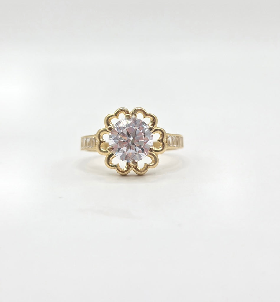 14KT FLOWER SILHOUETTE DESIGN PROMISE RING Size 7 Weigth 2.4GR