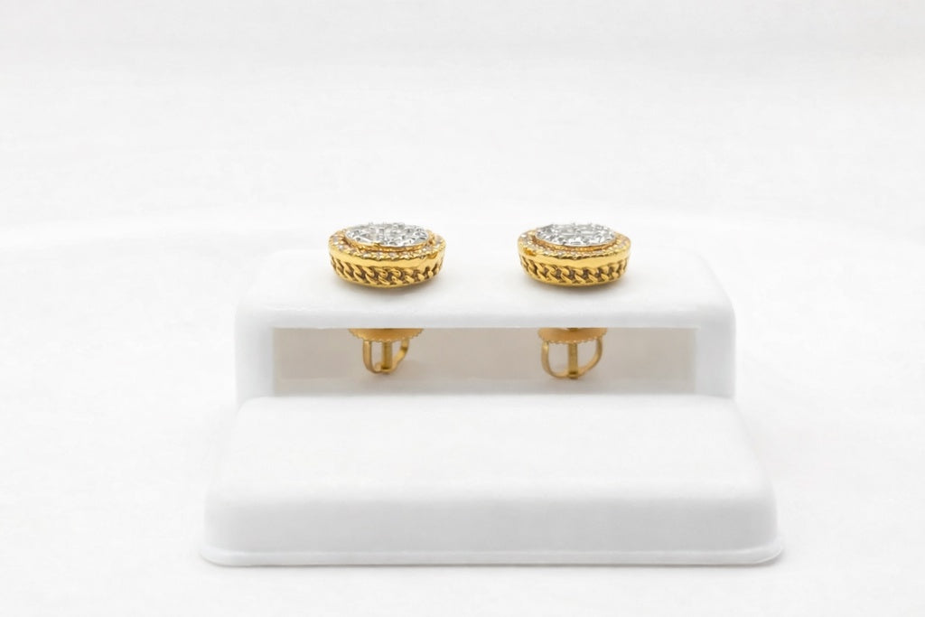 14KT ELEGANT ROUND NATURAL DIAMOND EARRINGS