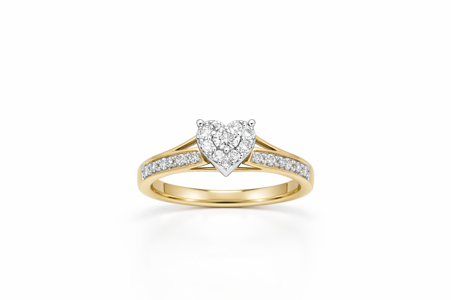 10KT DELICATE SMALL HEART DIAMOND WOMAN'S RING Size 7 Weight 2.6GR