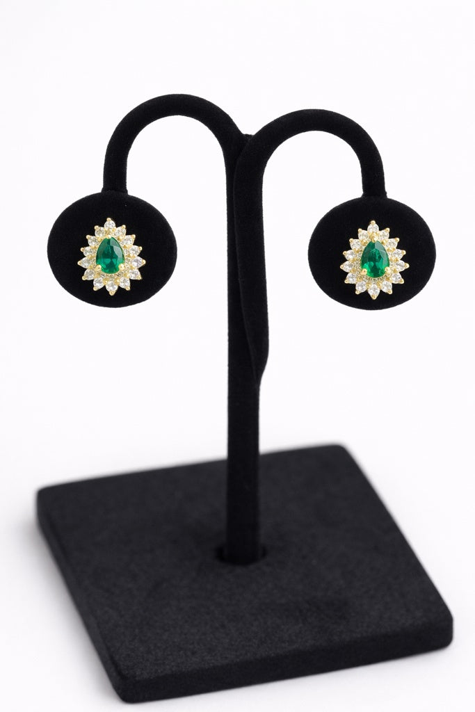 10KT GREEN DROP STONE ELEGANT EARRINGS Weigth 2.7GR