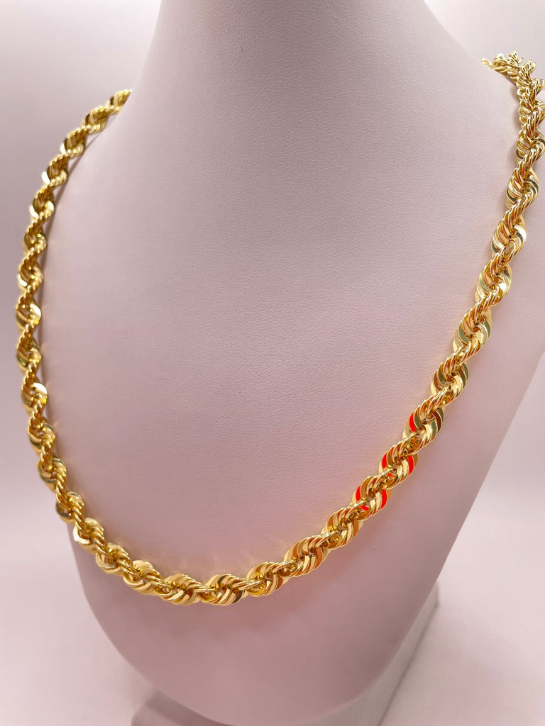 10KT ROPE STYLE CHAIN 6.5MM 20INCH