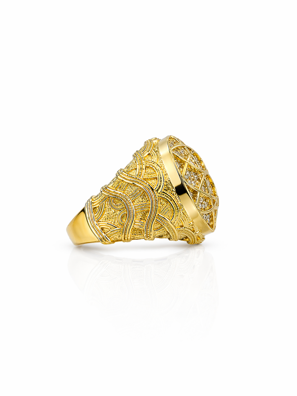 10KT MODERN 3D ROUND ROSETTA RING Size 11 Weigth 8GR